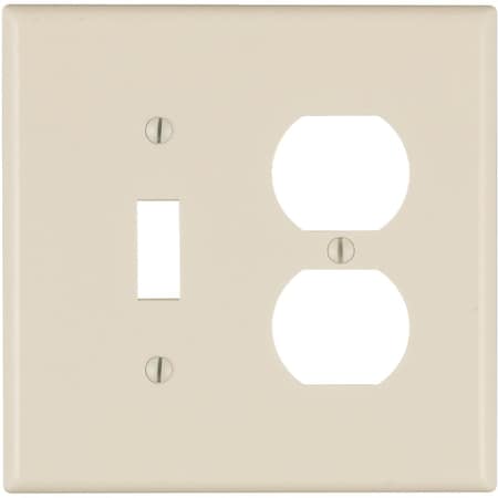 Leviton Mid-Way 2-Gang Thermoset Single Toggle/Duplex Outlet Wall Plate, Light Almond 005-80505-00T